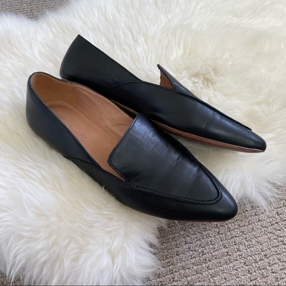 EUC Madewell The Frances Skimmer 7.5 black loafers flats leather pointed toe